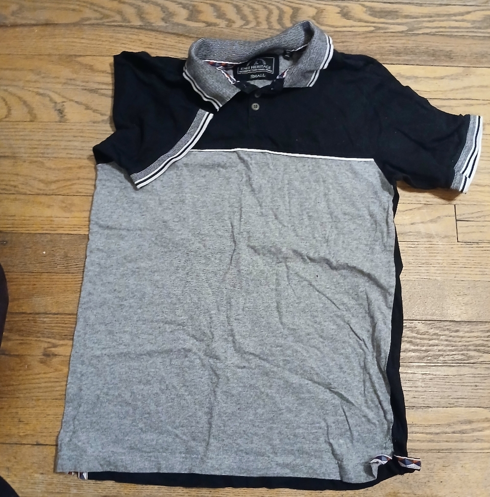 Men's Black and Gray Polo Shirt